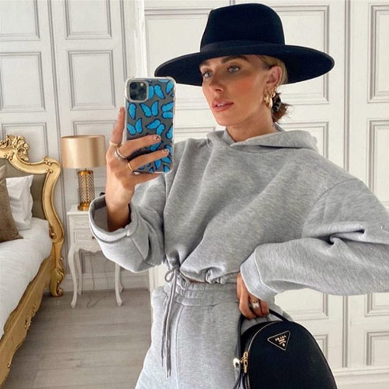 women's fashion long-sleeved sweater pants casual two-piece set