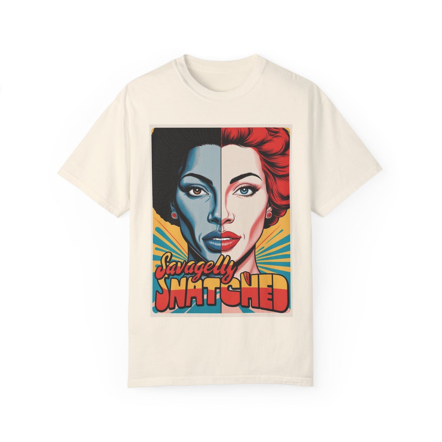 Split Face Unisex T-Shirt - Savagely Snatched Beauty In Black Tee