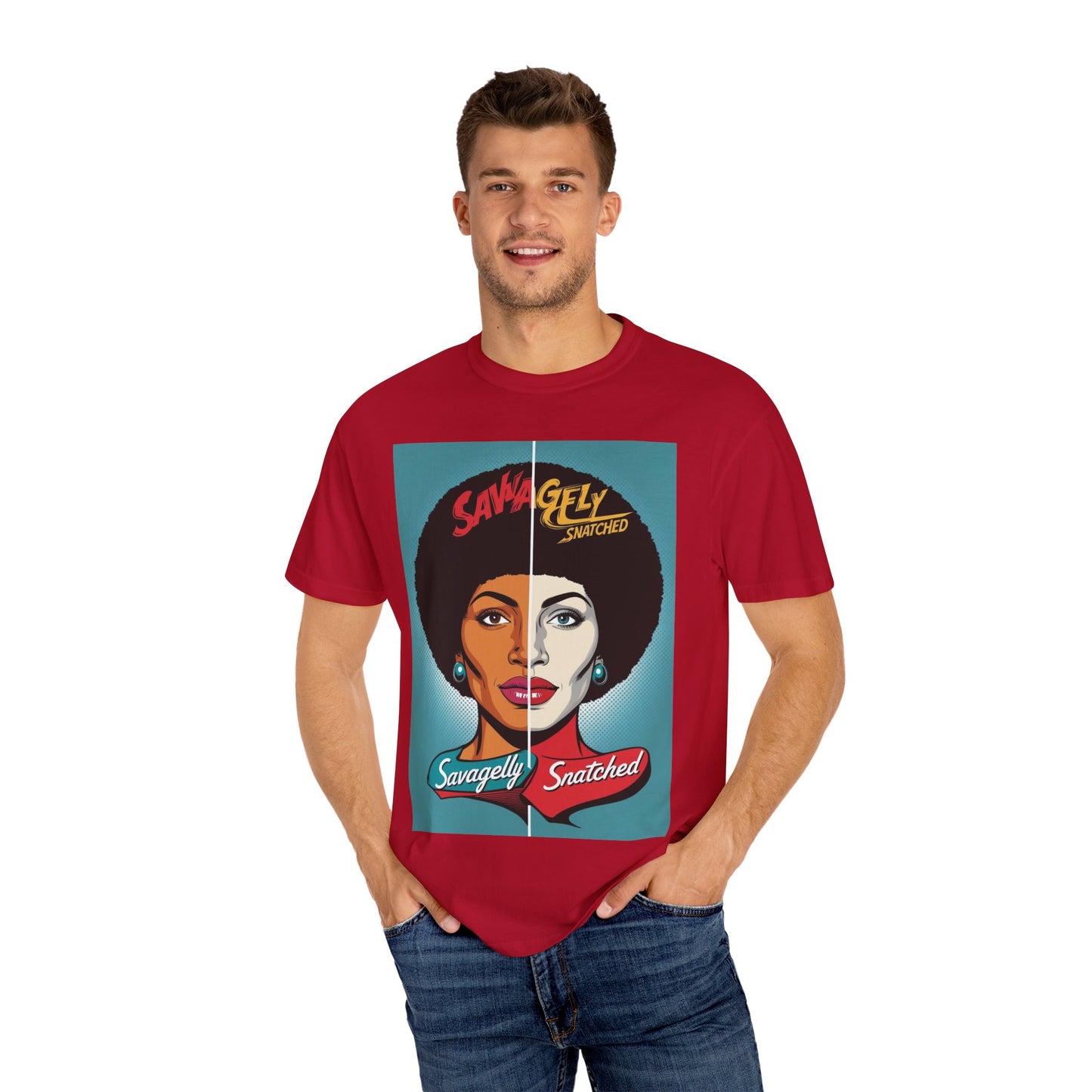 Split Face Unisex T-Shirt - Savagely Snatched My Afro Is Power Tee