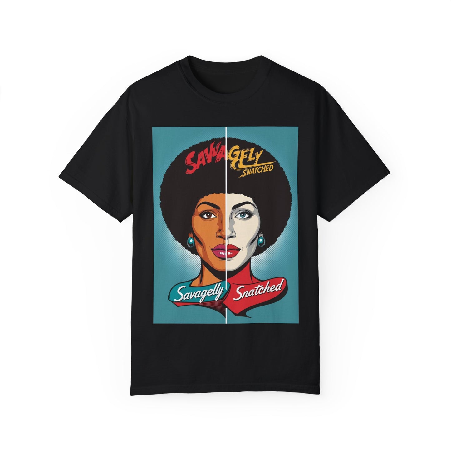 Split Face Unisex T-Shirt - Savagely Snatched My Afro Is Power Tee