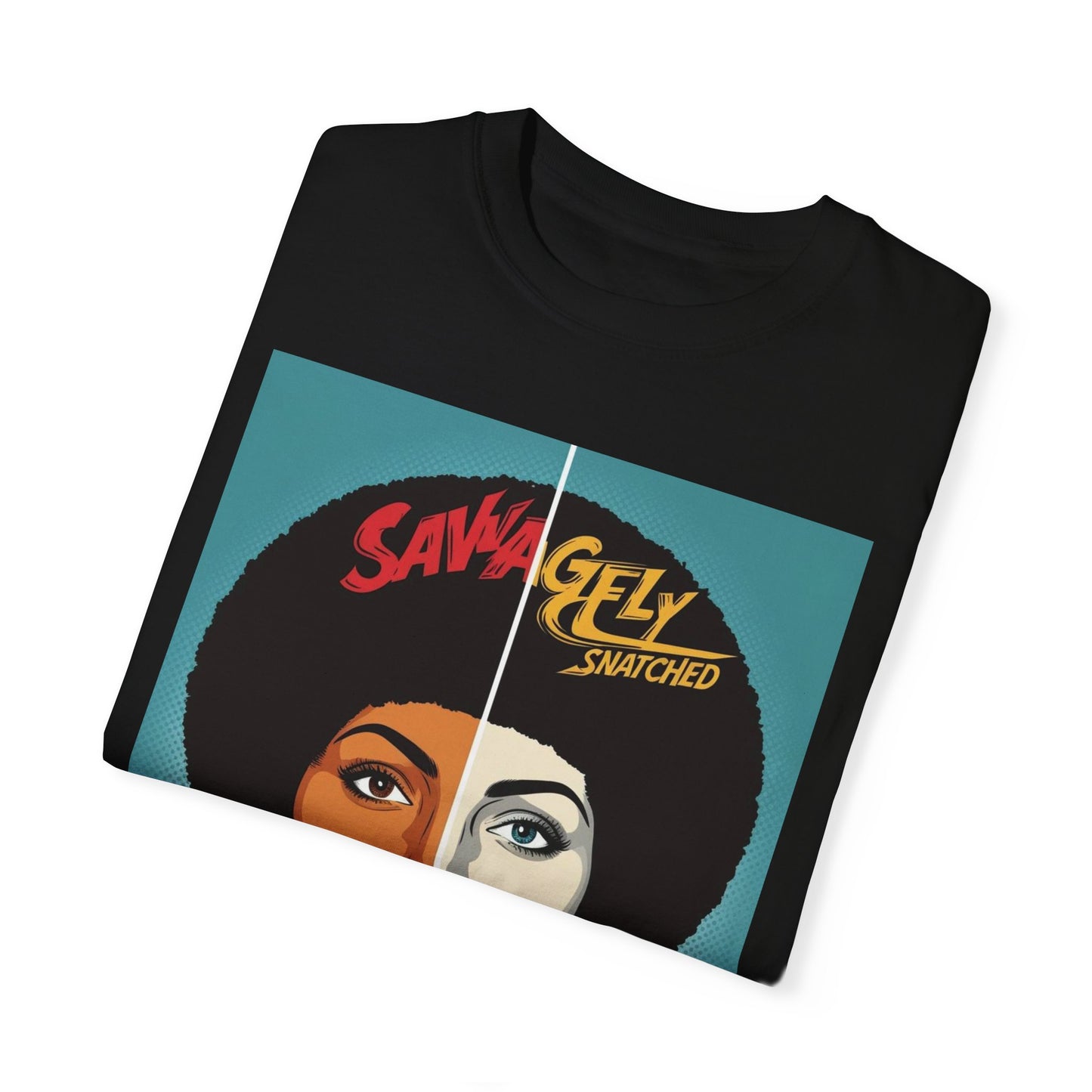 Split Face Unisex T-Shirt - Savagely Snatched My Afro Is Power Tee