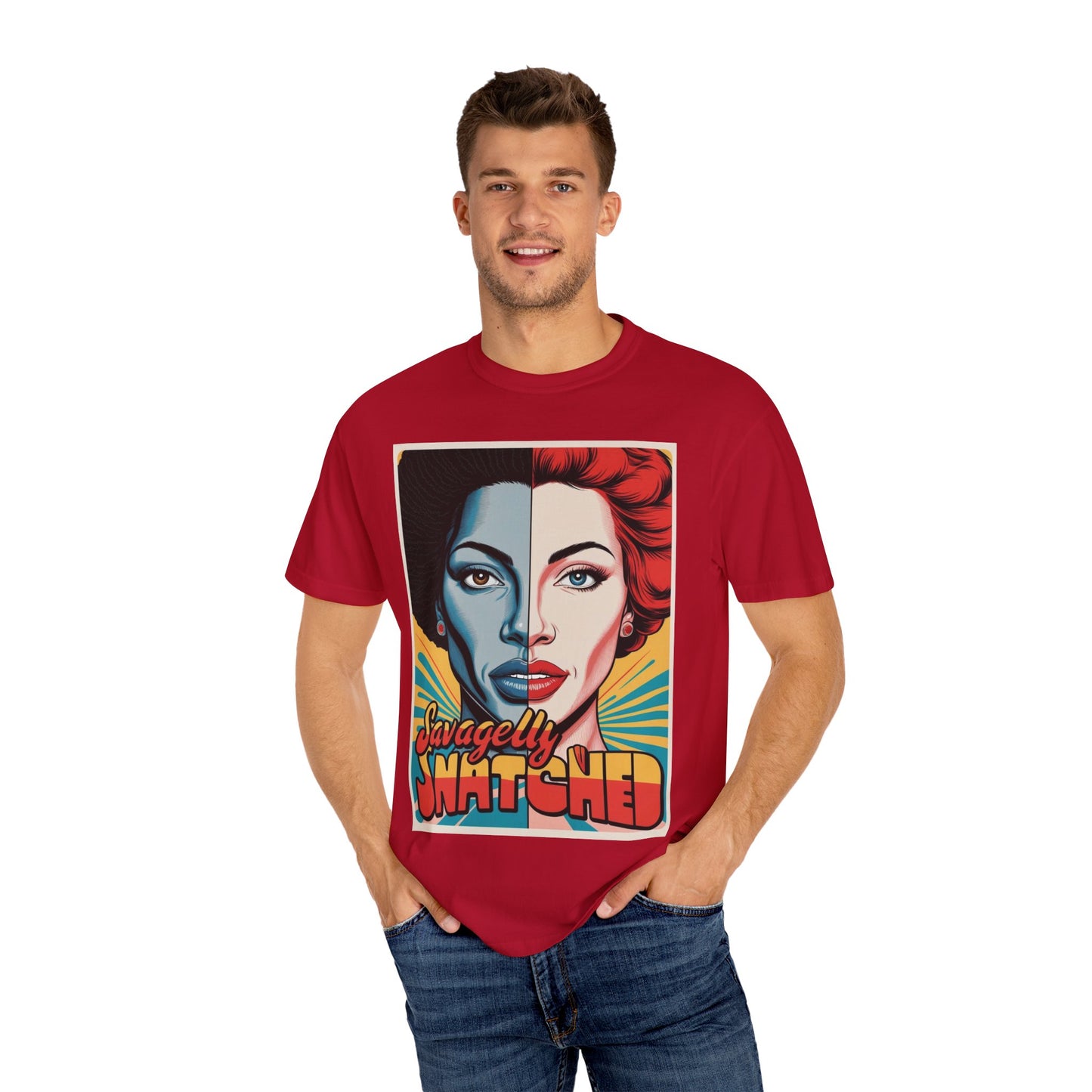 Split Face Unisex T-Shirt - Savagely Snatched Beauty In Black Tee