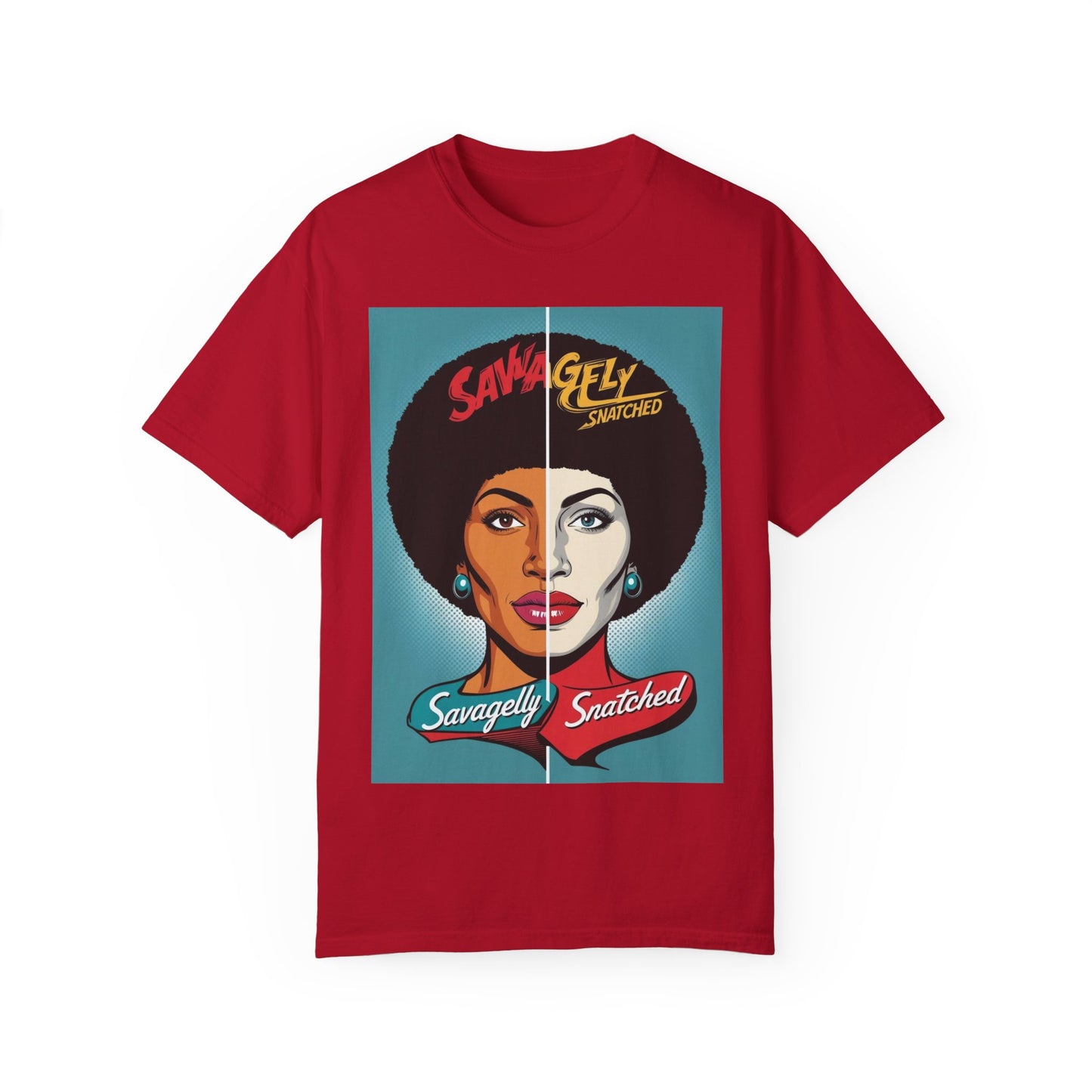 Split Face Unisex T-Shirt - Savagely Snatched My Afro Is Power Tee
