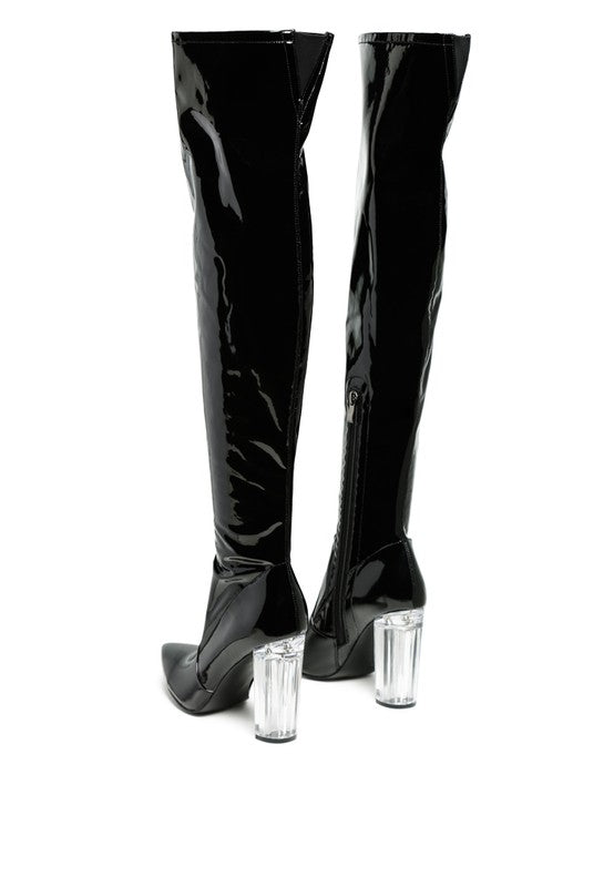 BOTAS LARGAS ALTAS HASTA EL MUSLO EN CHAROL PU NOIRE