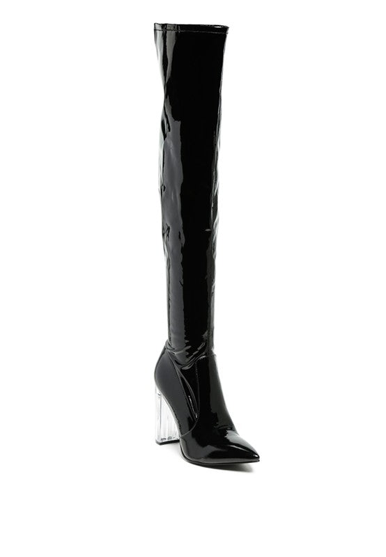 BOTAS LARGAS ALTAS HASTA EL MUSLO EN CHAROL PU NOIRE