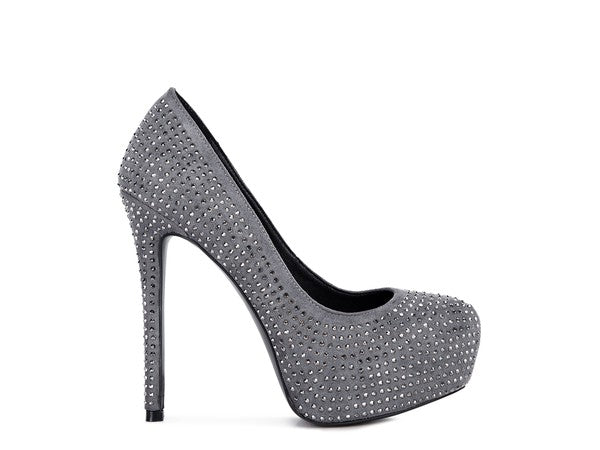 Zapatos de tacón alto de ante sintético con diamantes de CLARISSE