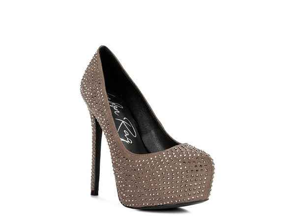 Zapatos de tacón alto de ante sintético con diamantes de CLARISSE