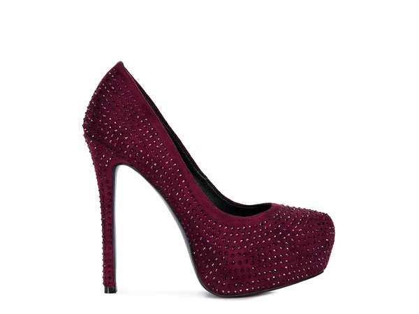 Zapatos de tacón alto de ante sintético con diamantes de CLARISSE