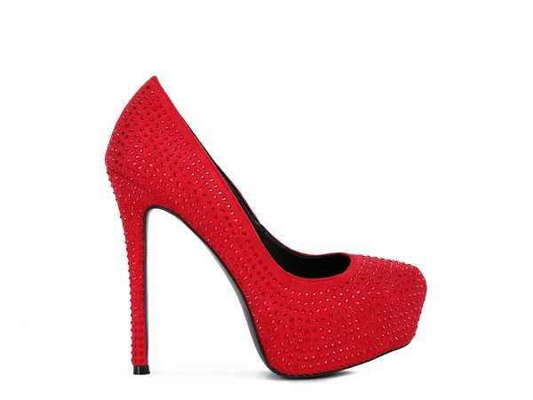 Zapatos de tacón alto de ante sintético con diamantes de CLARISSE