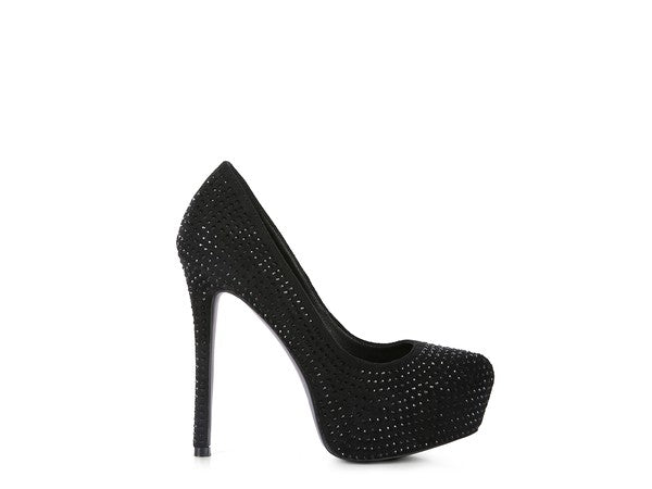 Zapatos de tacón alto de ante sintético con diamantes de CLARISSE