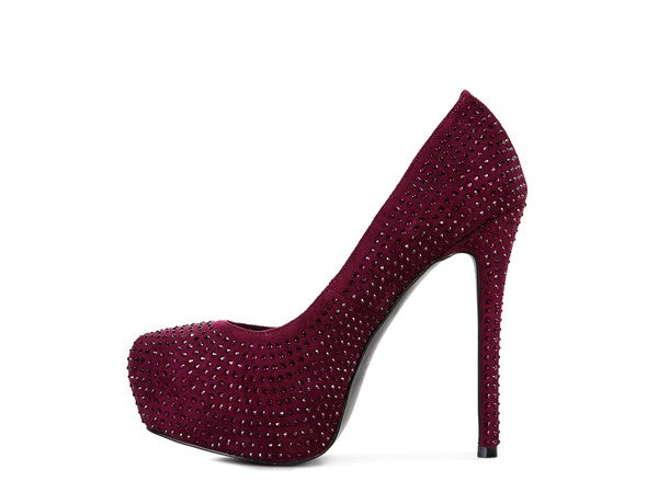 Zapatos de tacón alto de ante sintético con diamantes de CLARISSE