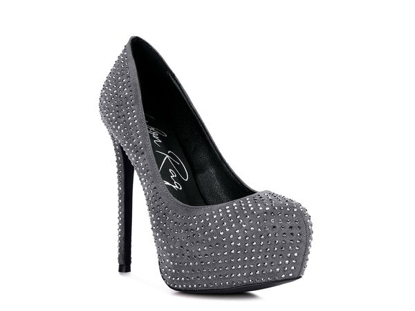 Zapatos de tacón alto de ante sintético con diamantes de CLARISSE