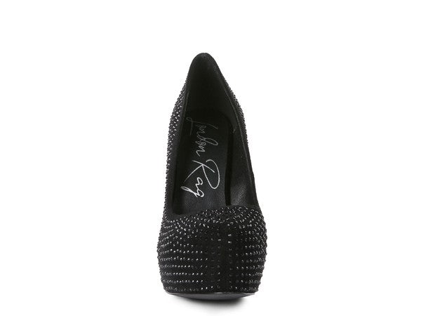 Zapatos de tacón alto de ante sintético con diamantes de CLARISSE