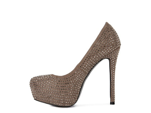 Zapatos de tacón alto de ante sintético con diamantes de CLARISSE