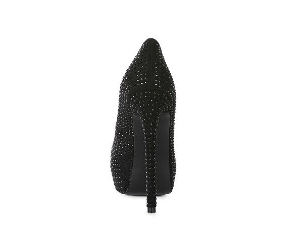 Zapatos de tacón alto de ante sintético con diamantes de CLARISSE