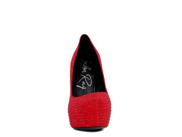 Zapatos de tacón alto de ante sintético con diamantes de CLARISSE