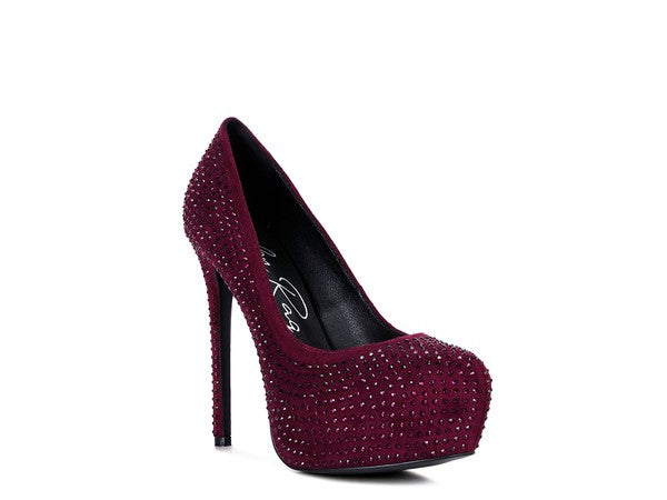 Zapatos de tacón alto de ante sintético con diamantes de CLARISSE