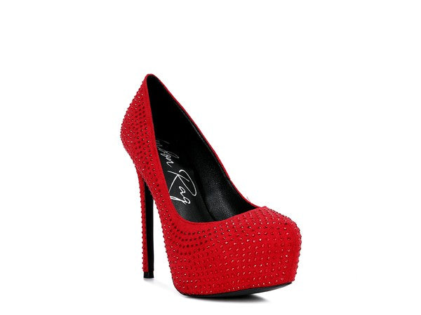Zapatos de tacón alto de ante sintético con diamantes de CLARISSE