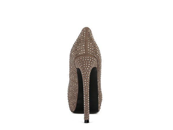 Zapatos de tacón alto de ante sintético con diamantes de CLARISSE