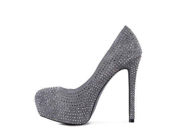 Zapatos de tacón alto de ante sintético con diamantes de CLARISSE