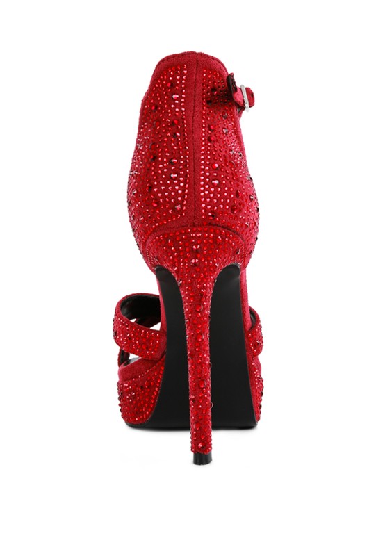 REGALIA Sandalias de vestir de tacón alto con tachuelas y diamantes