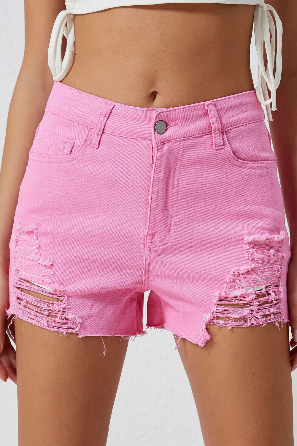 Shorts de mezclilla desgastados