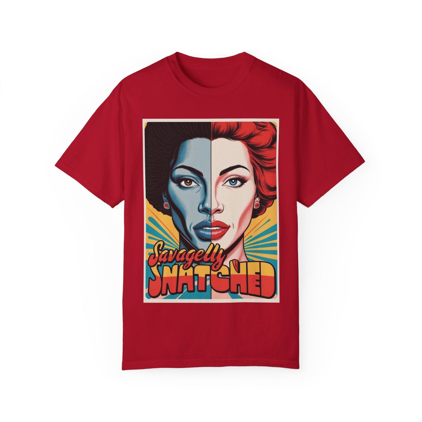 Split Face Unisex T-Shirt - Savagely Snatched Beauty In Black Tee