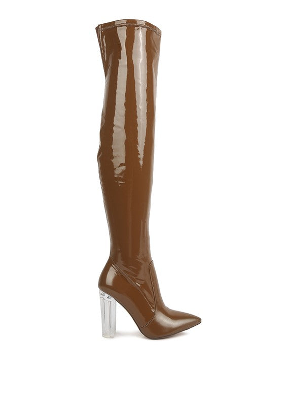 BOTAS LARGAS ALTAS HASTA EL MUSLO EN CHAROL PU NOIRE