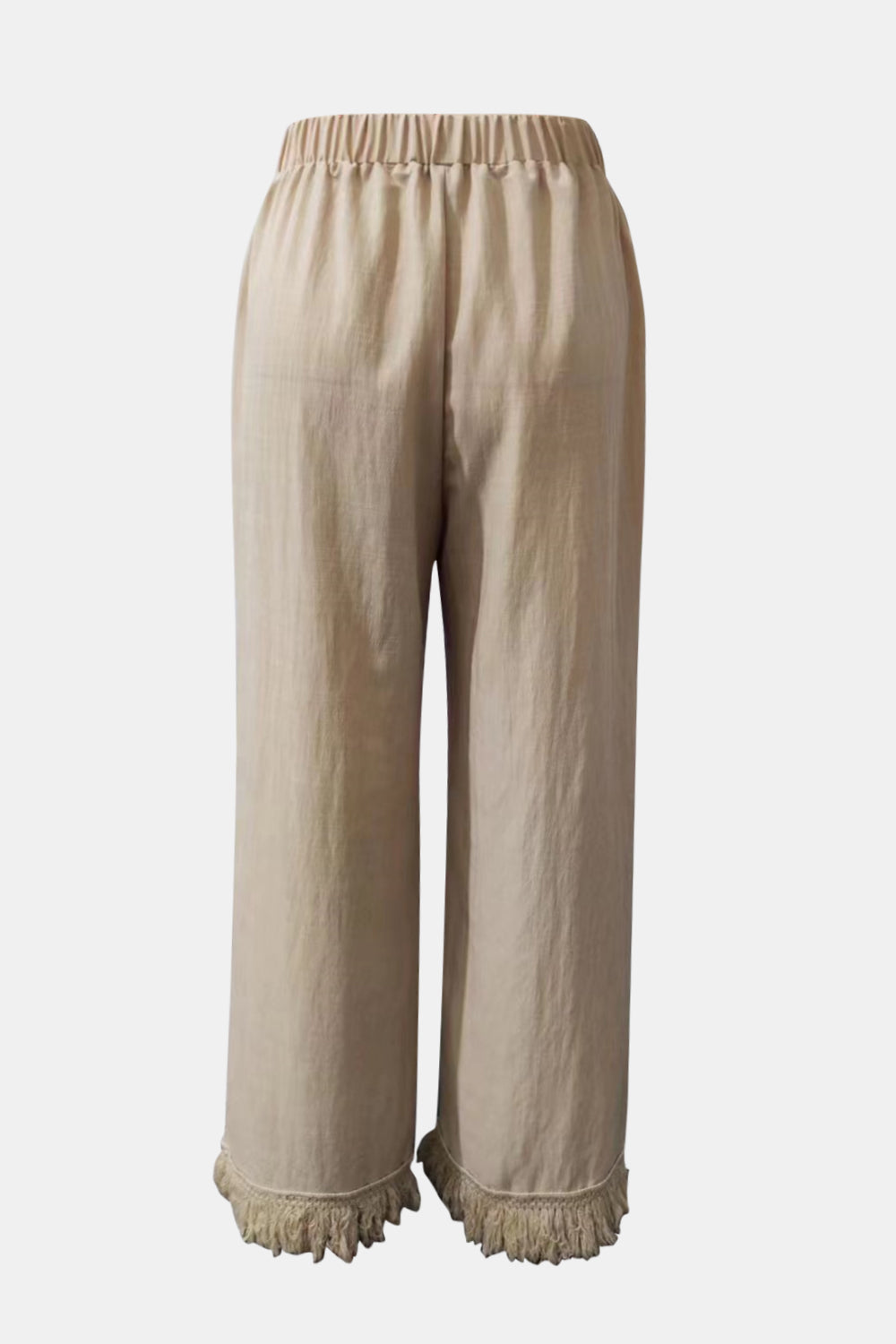 Pantalones largos de pierna ancha con dobladillo con flecos