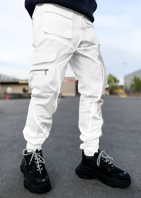 Men's trendy loose straight multi-pocket cargo pants