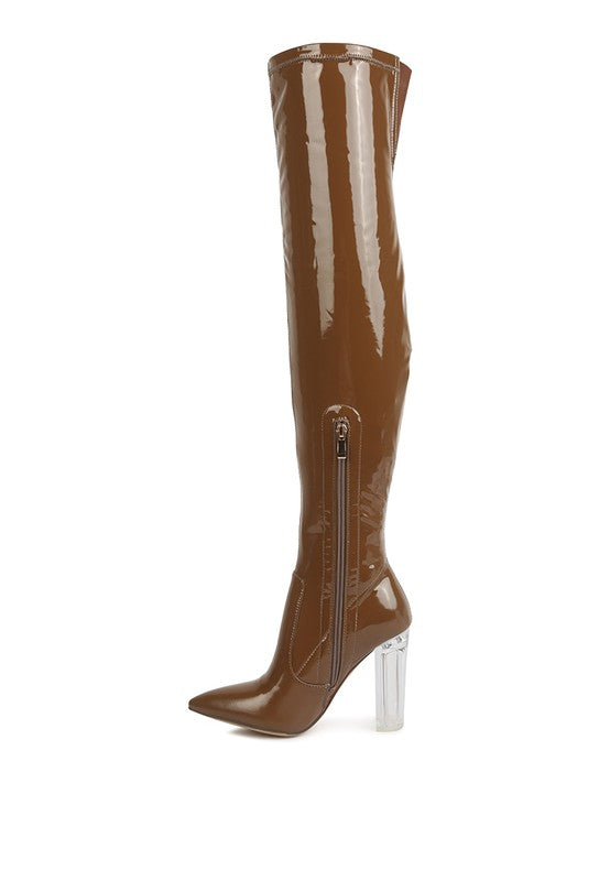 BOTAS LARGAS ALTAS HASTA EL MUSLO EN CHAROL PU NOIRE