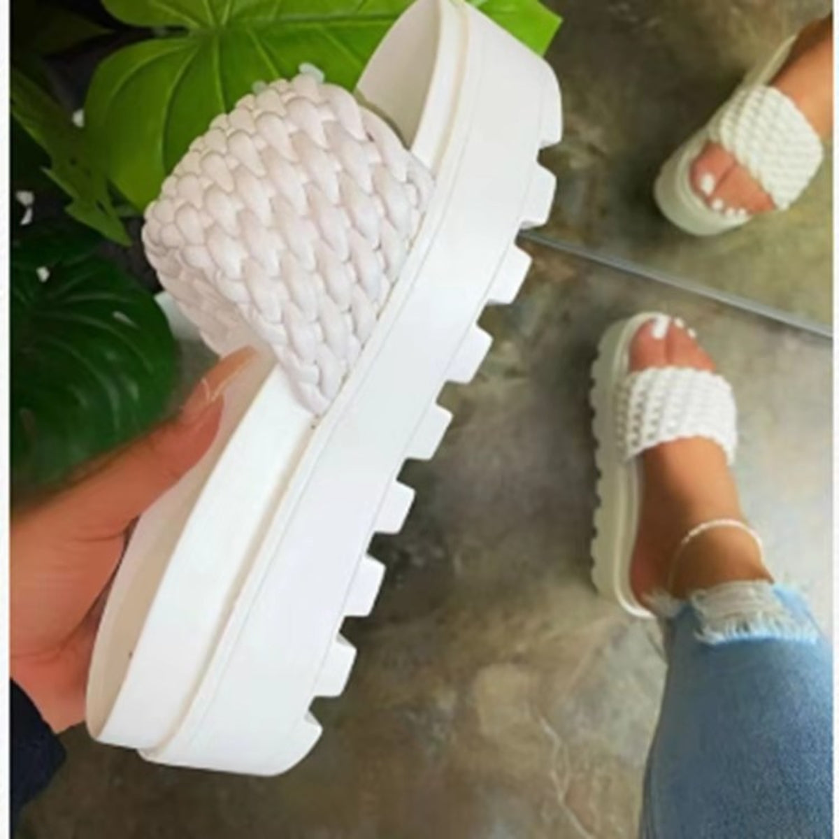Sandalias de plataforma con punta abierta de cuero PU