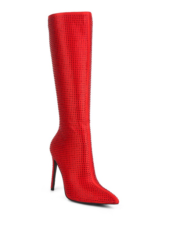 Bota de tacón alto con diseño de diamantes de imitación de PIPETTE