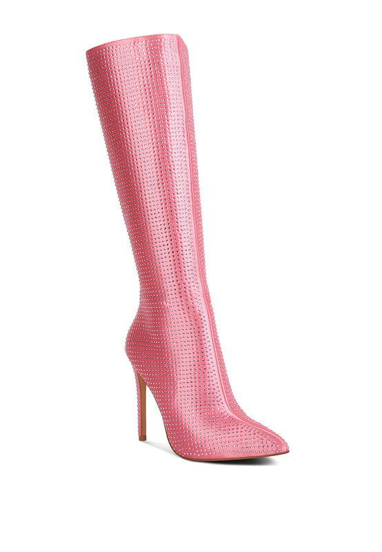 Bota de tacón alto con diseño de diamantes de imitación de PIPETTE