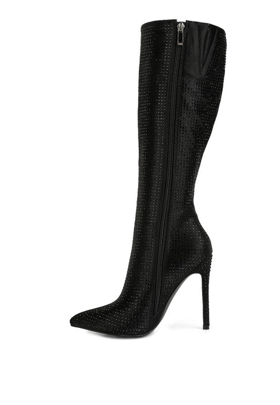 Bota de tacón alto con diseño de diamantes de imitación de PIPETTE