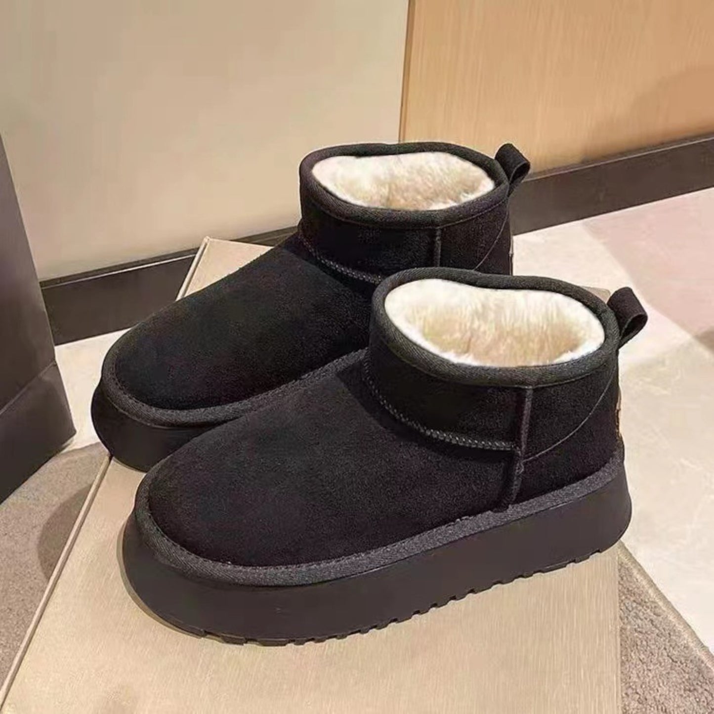 Minibotas de plataforma gruesa con forro polar
