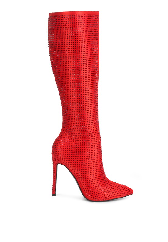 Bota de tacón alto con diseño de diamantes de imitación de PIPETTE