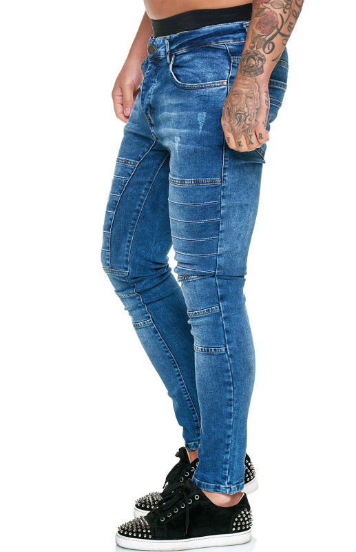 Jeans ajustados de cintura alta de moda para hombres
