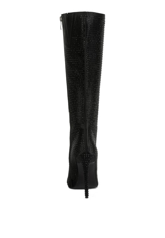 Bota de tacón alto con diseño de diamantes de imitación de PIPETTE