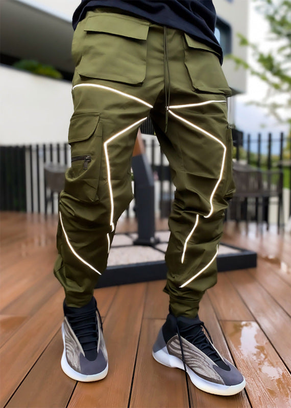 Men's trendy loose straight multi-pocket cargo pants