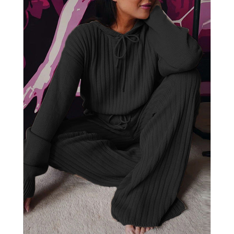 Conjunto informal de manga larga con capucha y holgado para mujer