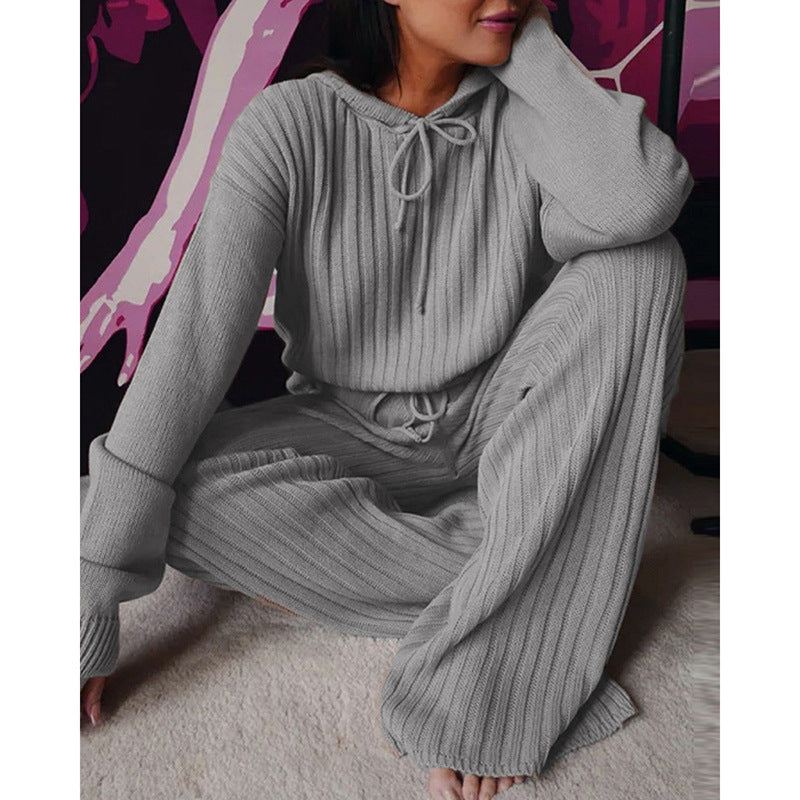 Conjunto informal de manga larga con capucha y holgado para mujer