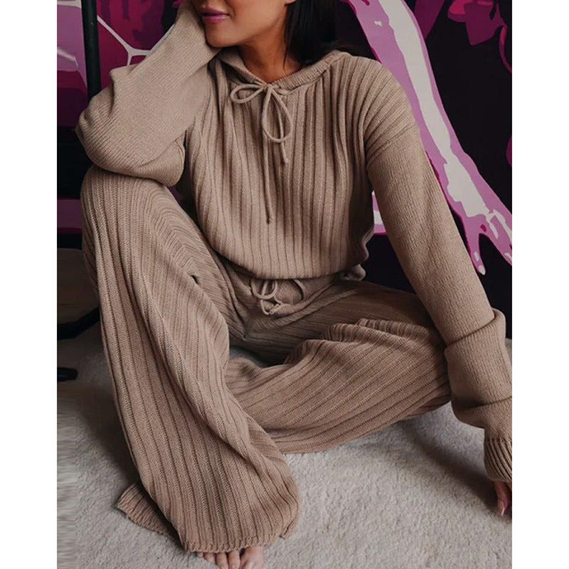 Conjunto informal de manga larga con capucha y holgado para mujer