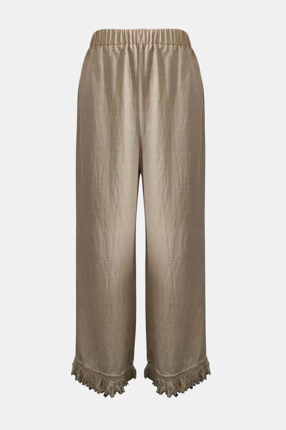 Pantalones largos de pierna ancha con dobladillo con flecos