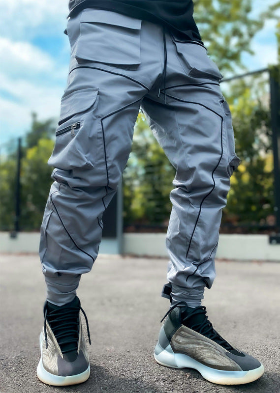 Men's trendy loose straight multi-pocket cargo pants