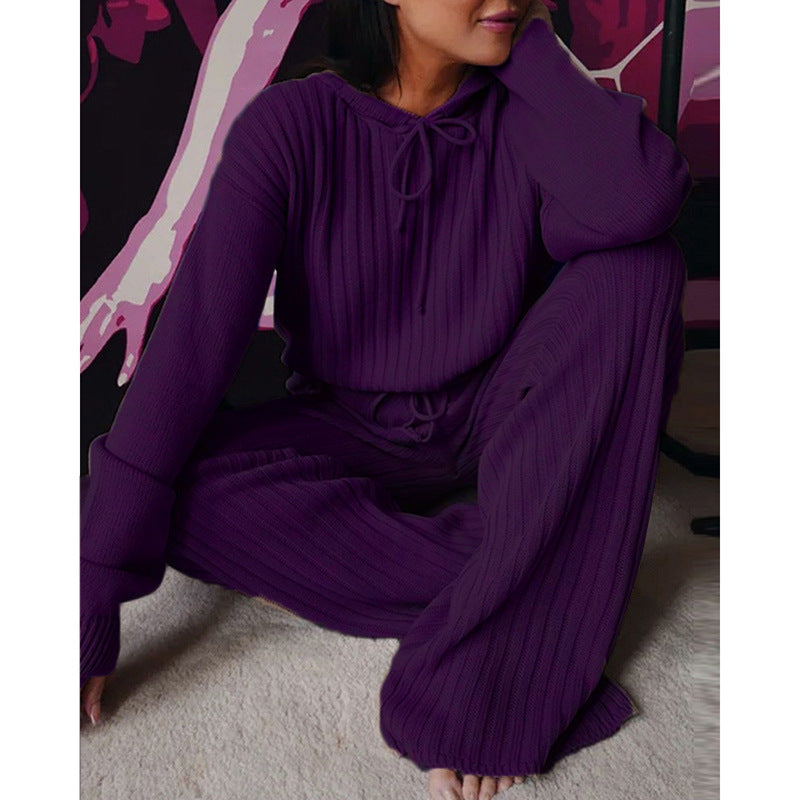 Conjunto informal de manga larga con capucha y holgado para mujer