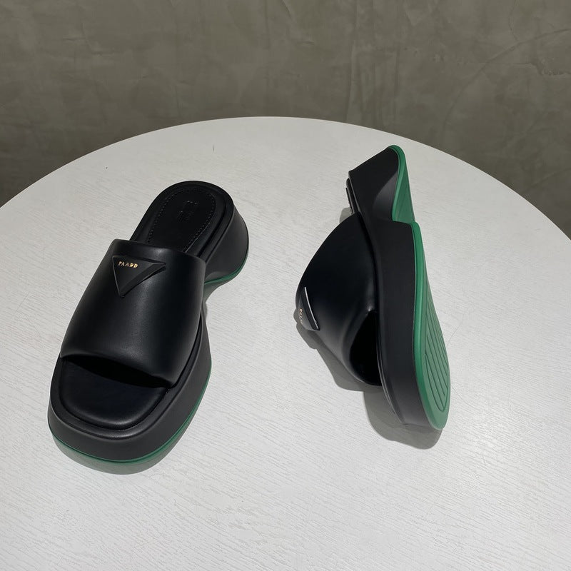 Sandalias de plataforma de cuero PU