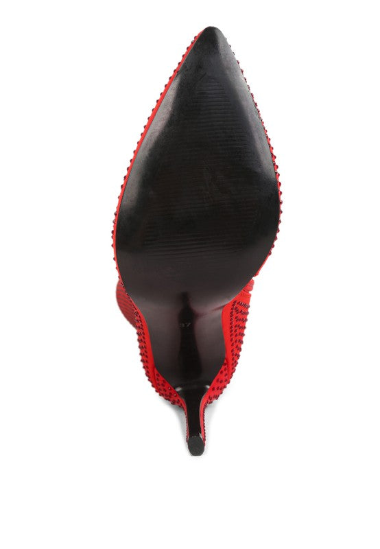 Bota de tacón alto con diseño de diamantes de imitación de PIPETTE
