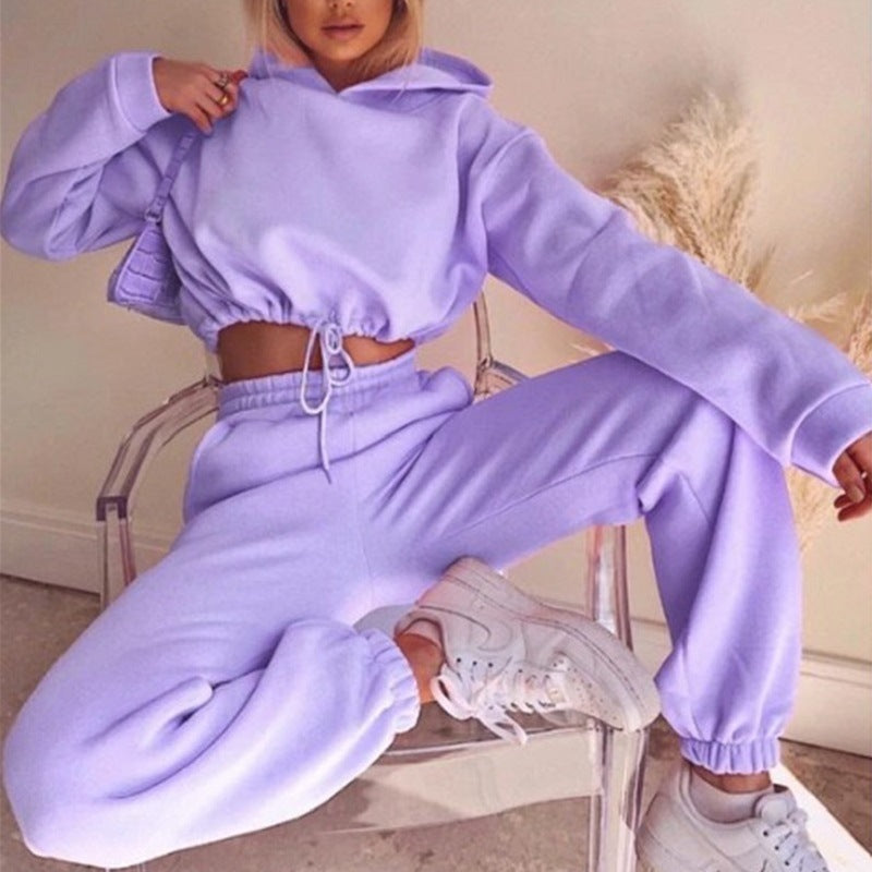 women's fashion long-sleeved sweater pants casual two-piece set