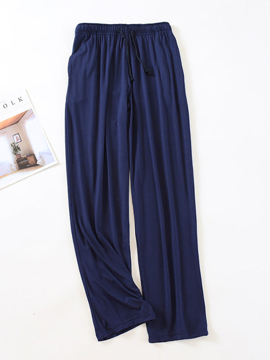 Pijamas de hombre, pantalones de modal para el hogar, pantalones finos, sueltos, elásticos, para el hogar